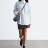 Chemise à poches plaquées et rayures