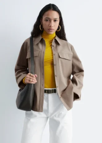 Chemise structurée en laine et coton