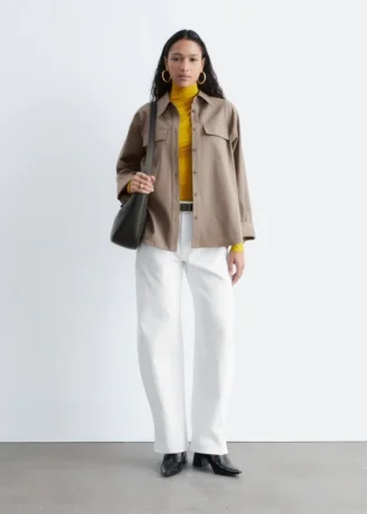 Chemise structurée en laine et coton