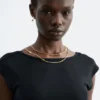 Collier à double chaîne et pierres