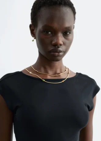 Collier à double chaîne et pierres