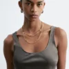 Collier à double chaîne et pierres