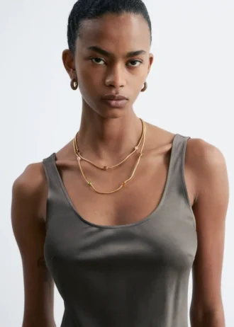 Collier à double chaîne et pierres