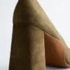 Escarpins à talon carré en daim