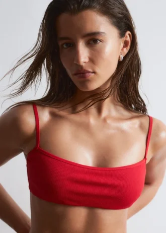 Haut de bikini bandeau côtelé