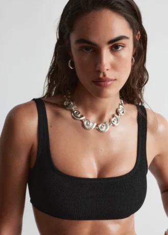 Haut de bikini texturé à encolure carrée