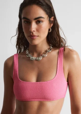 Haut de bikini texturé à encolure carrée