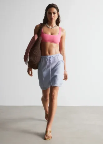 Haut de bikini texturé à encolure carrée