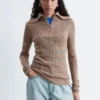 Haut à demi-zip en maille mélangée