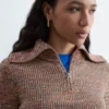 Haut à demi-zip en maille mélangée