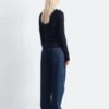 Haut en laine mérinos à demi-patte de boutonnage