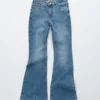 Jeans slim taille basse évasé