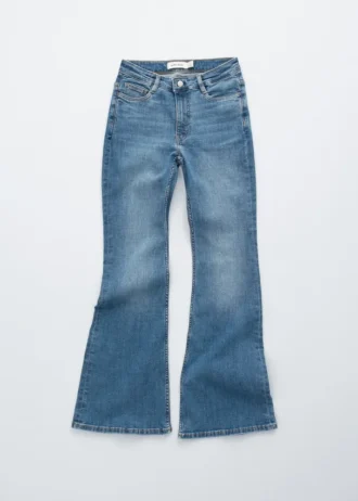 Jeans slim taille basse évasé