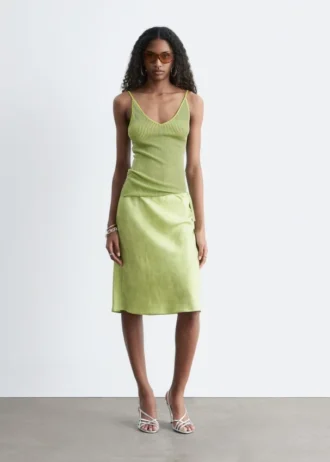 Jupe-culotte en satin mi-longue