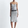 Jupe midi en jacquard de viscose et soie