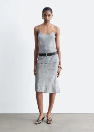 Jupe midi en jacquard de viscose et soie
