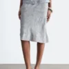 Jupe midi en jacquard de viscose et soie
