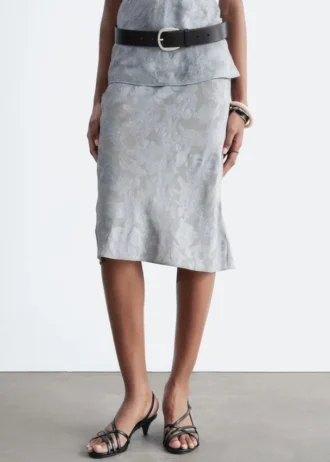 Jupe midi en jacquard de viscose et soie