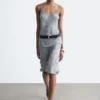 Jupe midi en jacquard de viscose et soie