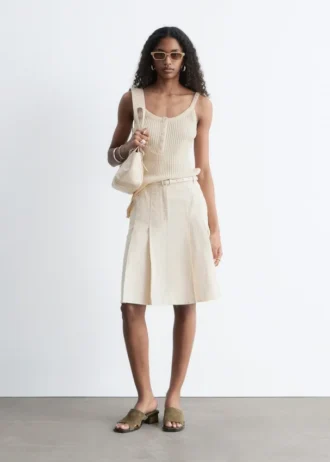 Jupe midi plissée en coton