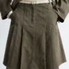 Jupe midi plissée en coton