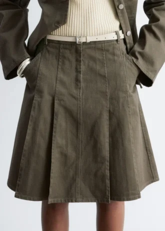 Jupe midi plissée en coton