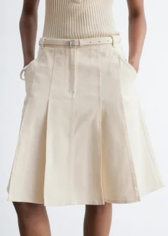 Jupe midi plissée en coton