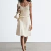 Jupe midi plissée en coton
