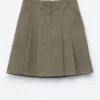 Jupe midi plissée en coton