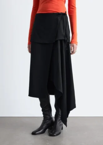 Jupe midi portefeuille asymétrique