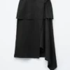 Jupe midi portefeuille asymétrique
