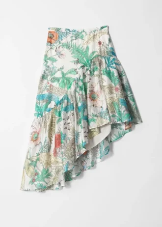Jupe midi à volants asymétriques