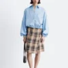Jupe portefeuille en tartan longueur genou