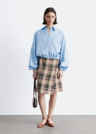 Jupe portefeuille en tartan longueur genou