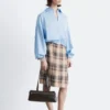 Jupe portefeuille en tartan longueur genou