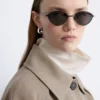 Lunettes de soleil ovales à monture métallique