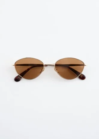 Lunettes de soleil ovales à monture métallique