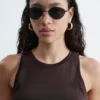 Lunettes de soleil ovales à monture métallique