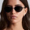 Lunettes de soleil ovales à monture métallique