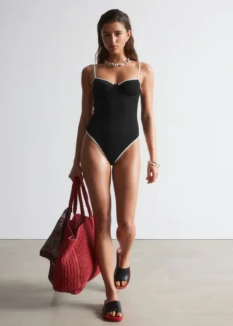 Maillot de bain à bordures contrastées