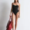 Maillot de bain à bordures contrastées
