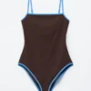 Maillot de bain à bordures contrastées