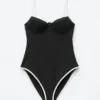 Maillot de bain à bordures contrastées