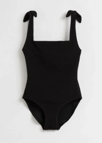 Maillot de bain texturé à nœuds papillon