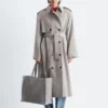 Manteau en coton et laine avec ceinture à nouer