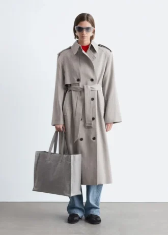 manteau en coton et laine avec ceinture nouer 1 330x462 - Manteau en coton et laine avec ceinture &agrave; nouer