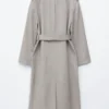 Manteau en coton et laine avec ceinture à nouer
