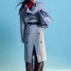 Manteau en coton et laine avec ceinture à nouer