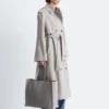 Manteau en coton et laine avec ceinture à nouer