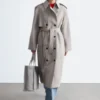 Manteau en coton et laine avec ceinture à nouer
